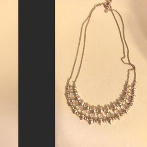 Lucky Brand bib opal look rhinestone necklace